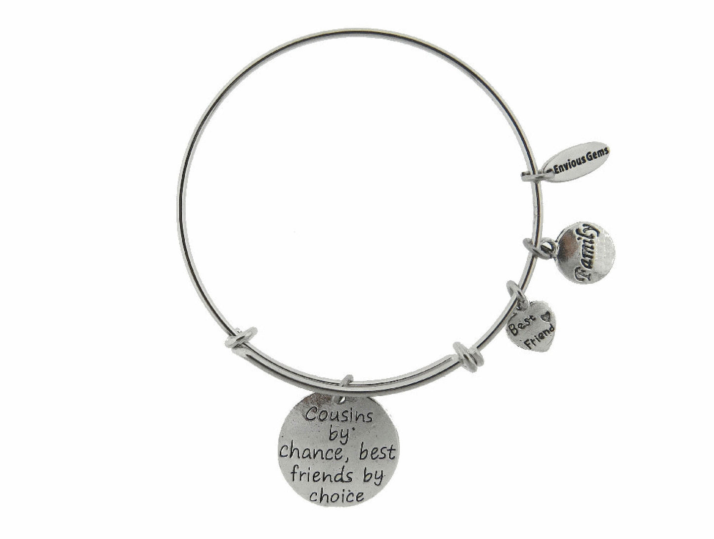 Cousins By Chance Best Friends By Choice Silver Expandable Stainless Steel Bracelet Family Cousins Gift Adjustable Bracelet