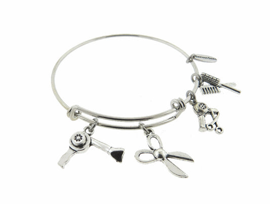 Hair Stylist Gift Salon Hairdresser Silver Expandable Stainless Steel Wire Bracelet Adjustable Wire Bracelet