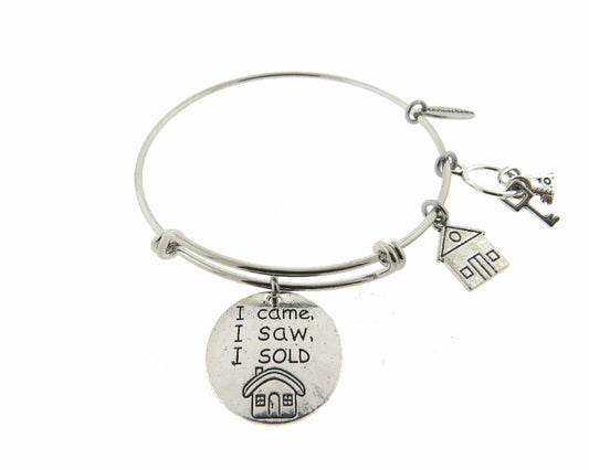 Real Estate Agent Realtor Silver Expandable Stainless Steel Wire Bracelet Buy Sell Houses Adjustable Wire Bracelet