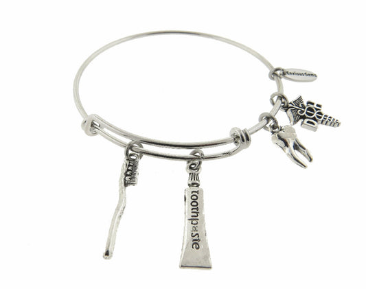 Dental Hygienist Gift Silver Expandable Stainless Steel Bracelet Gift for Dental Assistant Dental Hygienist graduation Adjustable Bracelet