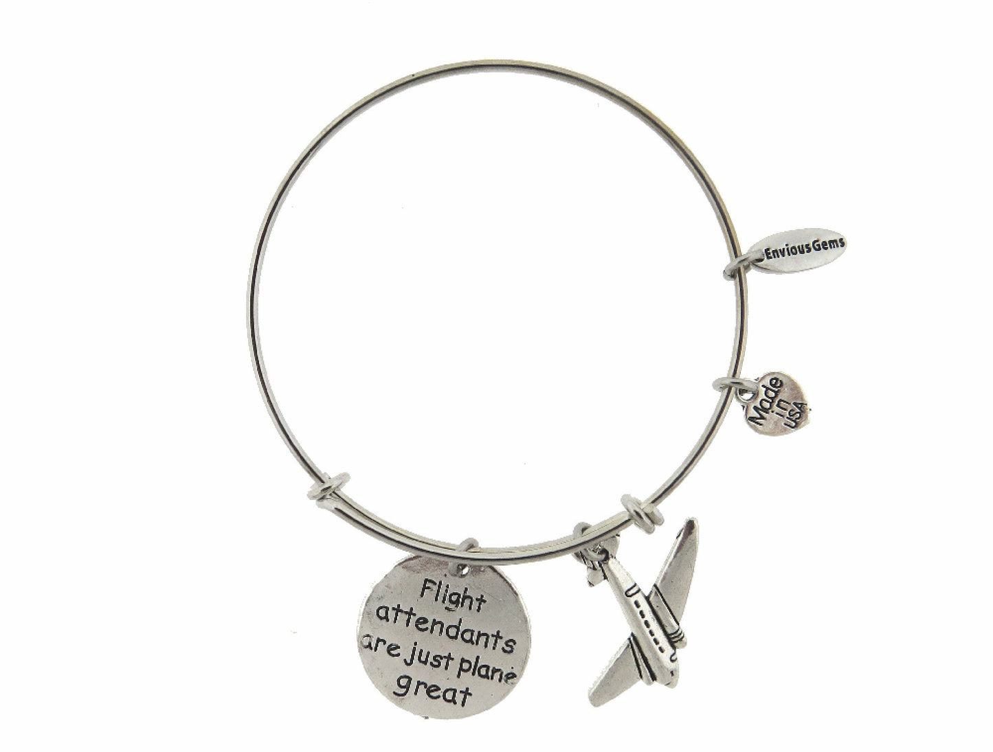 Flight Attendants Are Just "Plane" Great Silver Expandable Stainless Steel Bracelet Airlines Adjustable Bracelet