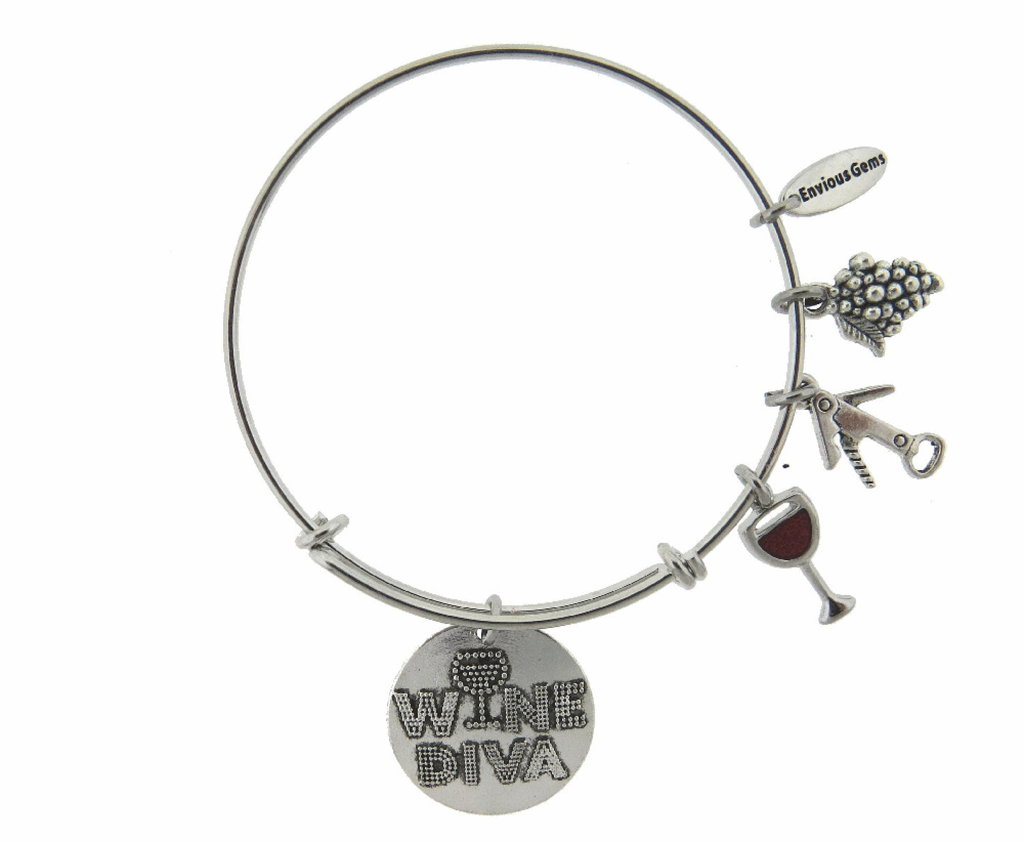 Wine Lovers Gift For Wine Diva Silver Expandable Stainless Steel Bracelet Wine Drinker Gift Adjustable Bracelet