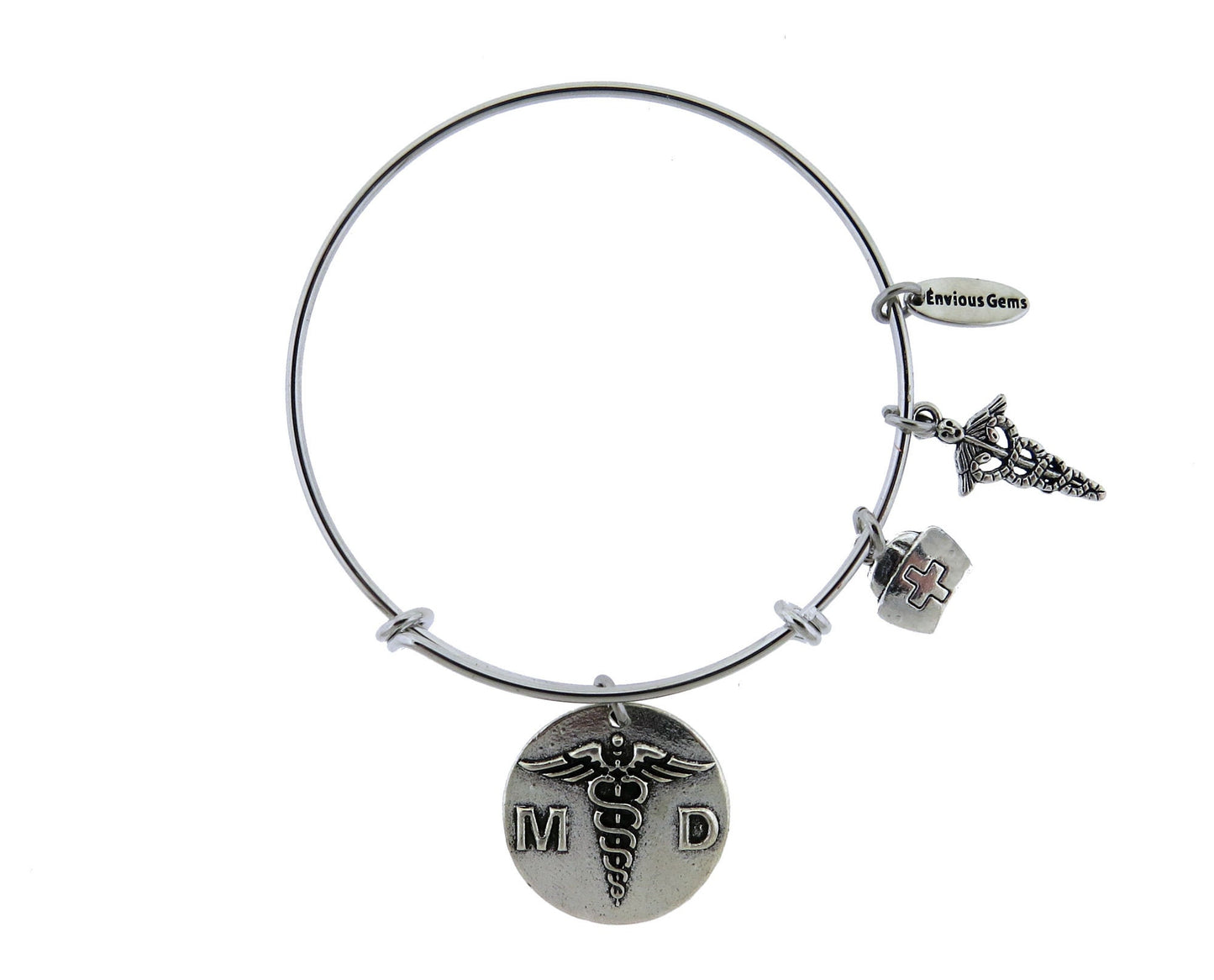 Doctor ( M.D ) Silver Expandable Stainless Steel Bracelet Doctor of Medicine Gift Adjustable Bracelet