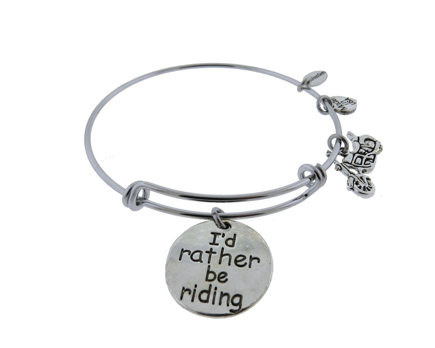 I'd Rather Be Riding Motorcycle Silver Tone Expandable Bracelet Sportster Lover Adjustable Bracelet