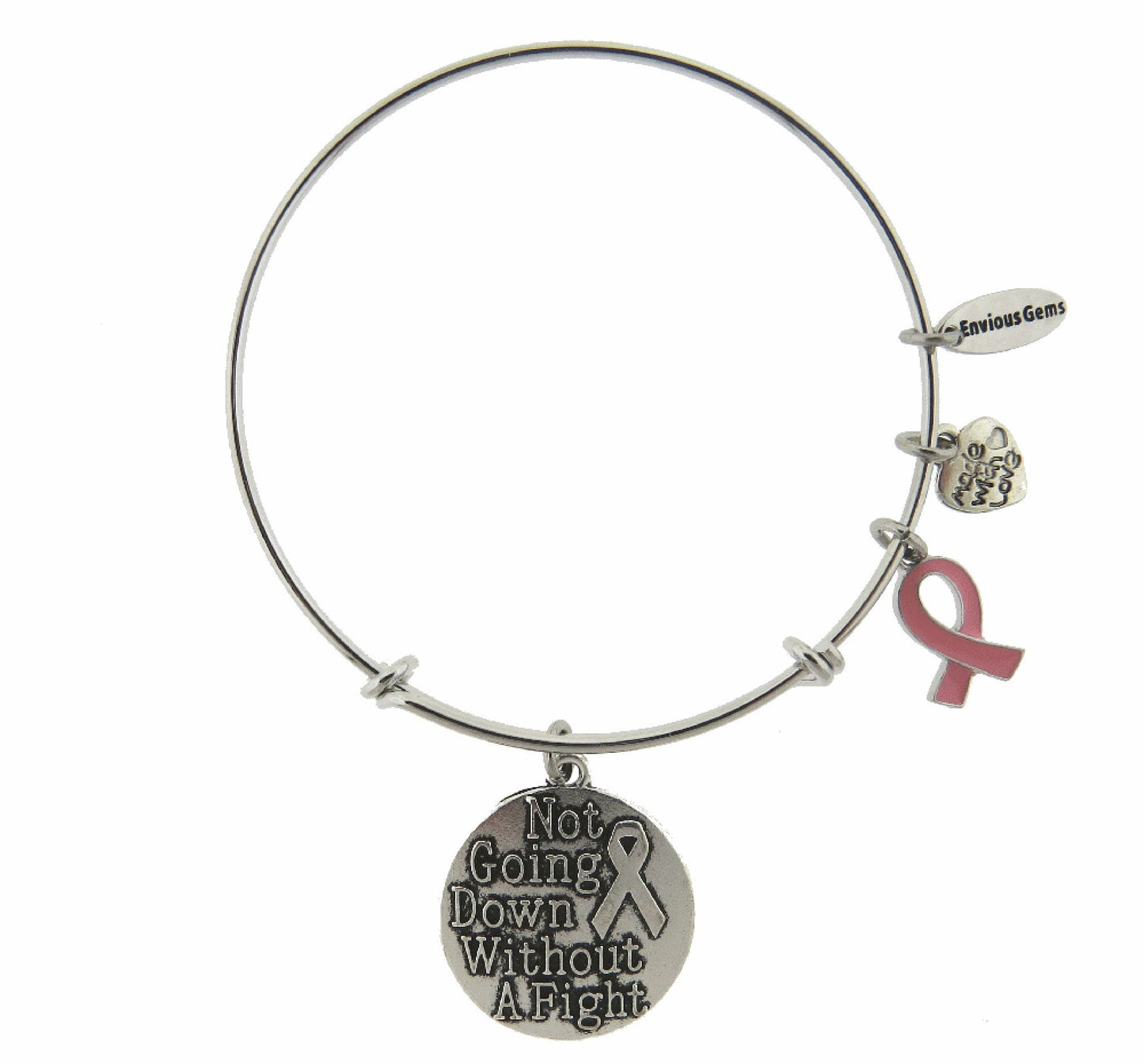 Breast Cancer Pink Ribbon Not Going Down Without a Fight Breast Cancer Awareness Gifts Adjustable Stainless Steel Bracelet