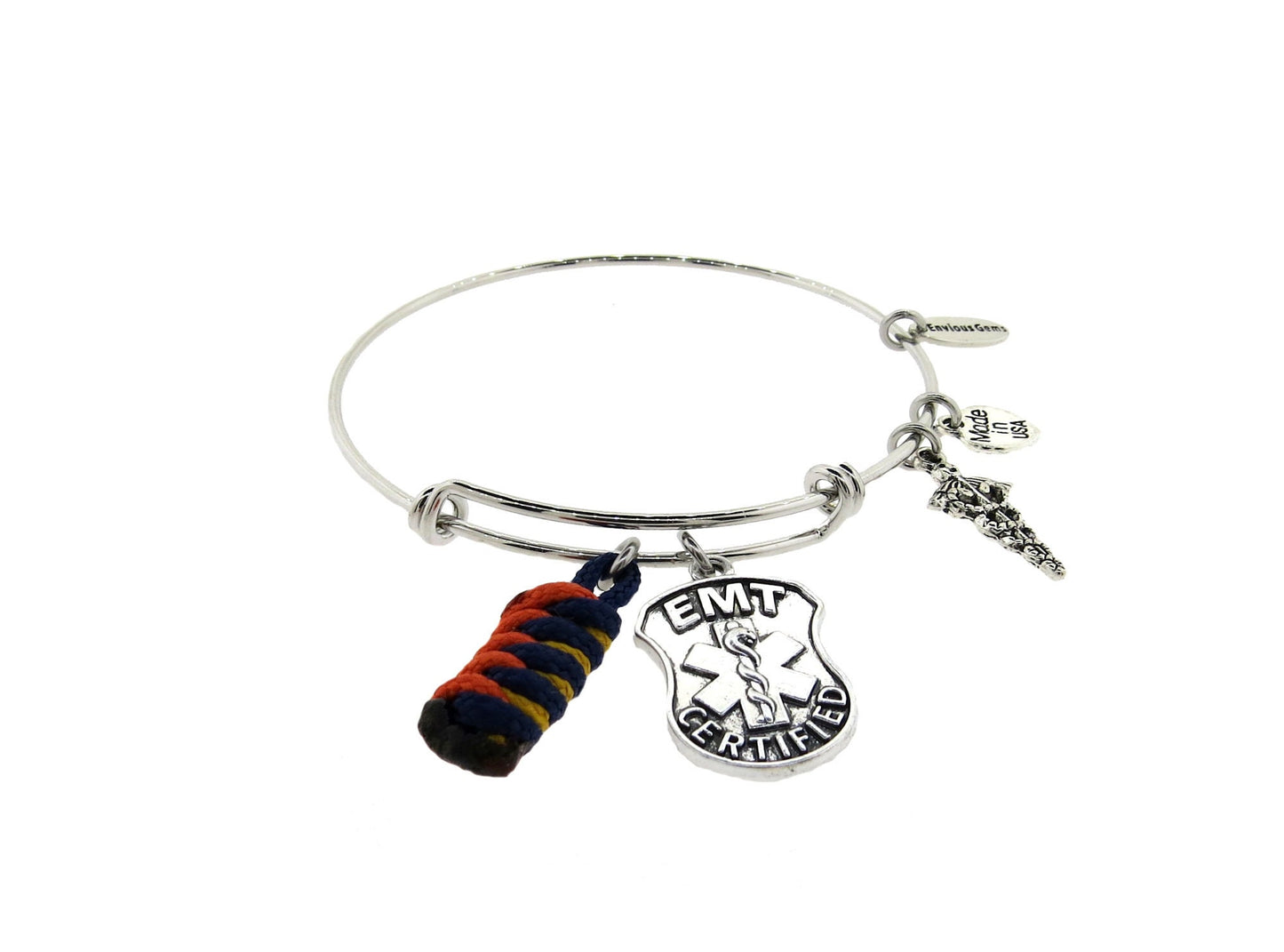 EMT Nassau County Long Island Paramedics Silver Stainless Steel Adjustable Bracelet Emergency Medical Technician Gift