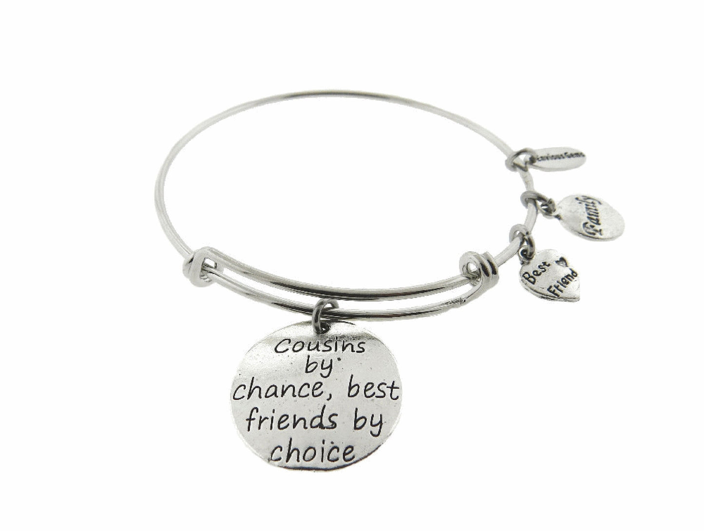 Cousins By Chance Best Friends By Choice Silver Expandable Stainless Steel Bracelet Family Cousins Gift Adjustable Bracelet