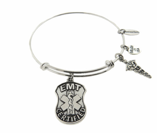 EMT Silver Expandable Stainless Steel Bracelet Emergency Medical Technician Adjustable Bracelet