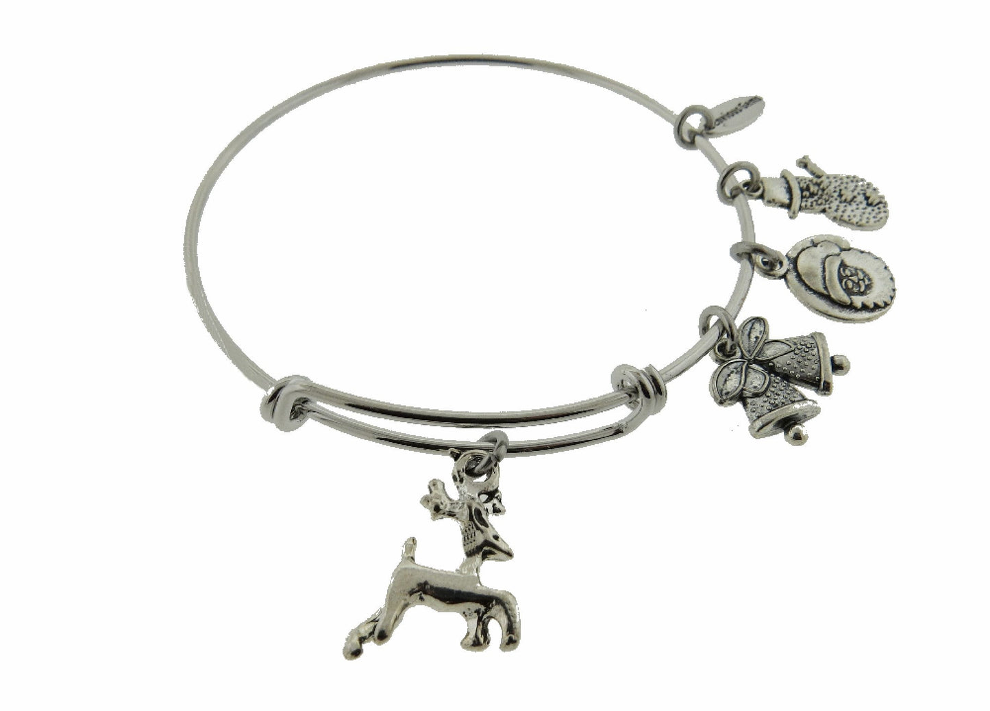 Christmas Reindeer Jingle Bells Silver Expandable Stainless Steel Bracelet Santa Claus Snowman Adjustable Bracelet