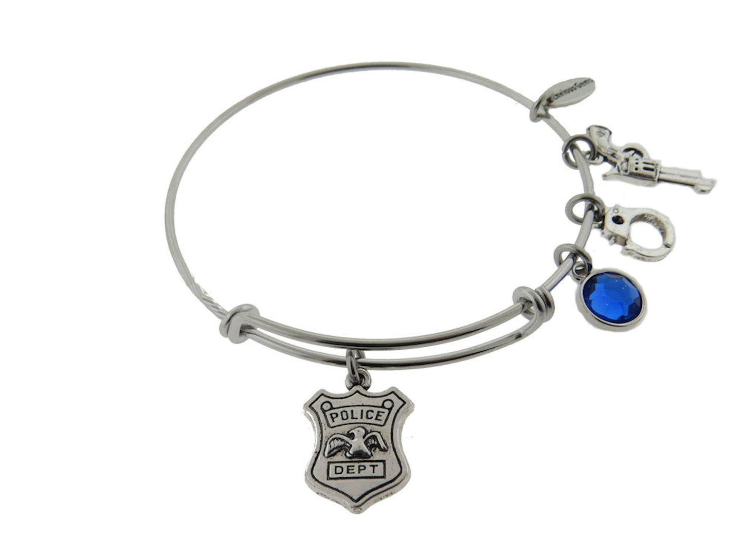 Police Officer Silver Expandable Stainless Steel Bracelet Cops Wife Adjustable Wire Blue Line Bracelet