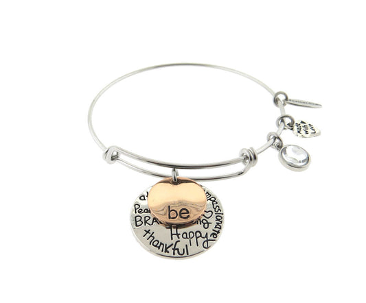 Be Thankful, Brave, Happy, Kind, True, Compassionate, Strong Adjustable Inspirational Bracelet