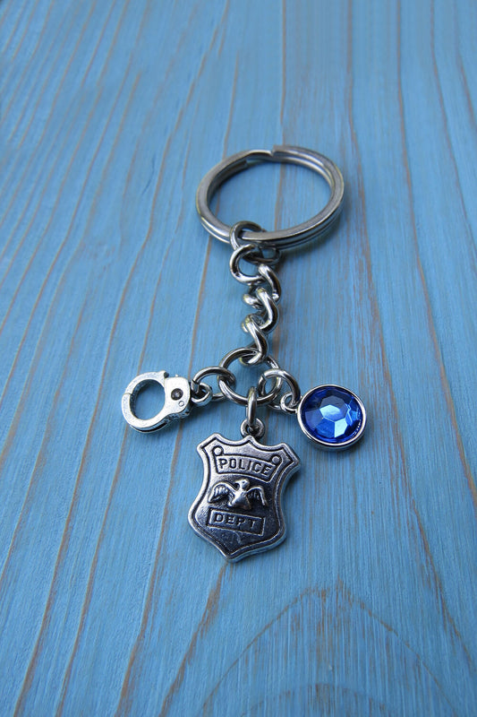 Police Officer Keychain, Police Academy Graduation Stainless Steel Keychain Handcuff Key Ring Gift