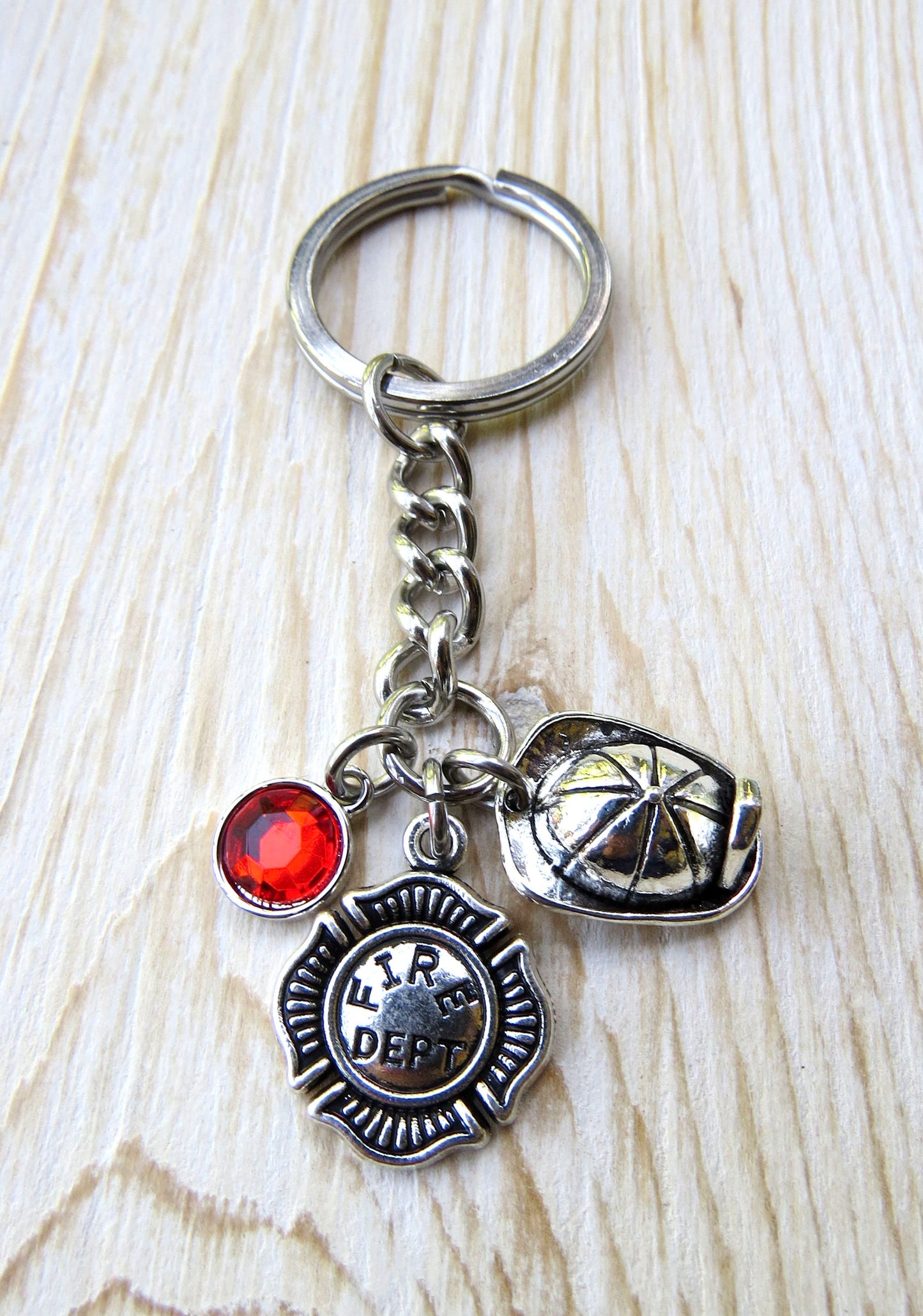 Firefighter Helmet Fireman Shield Keychain, Fireman Academy Stainless Steel Keychain or Firefighter Key Ring with Swivel Clasp Zipper Pull