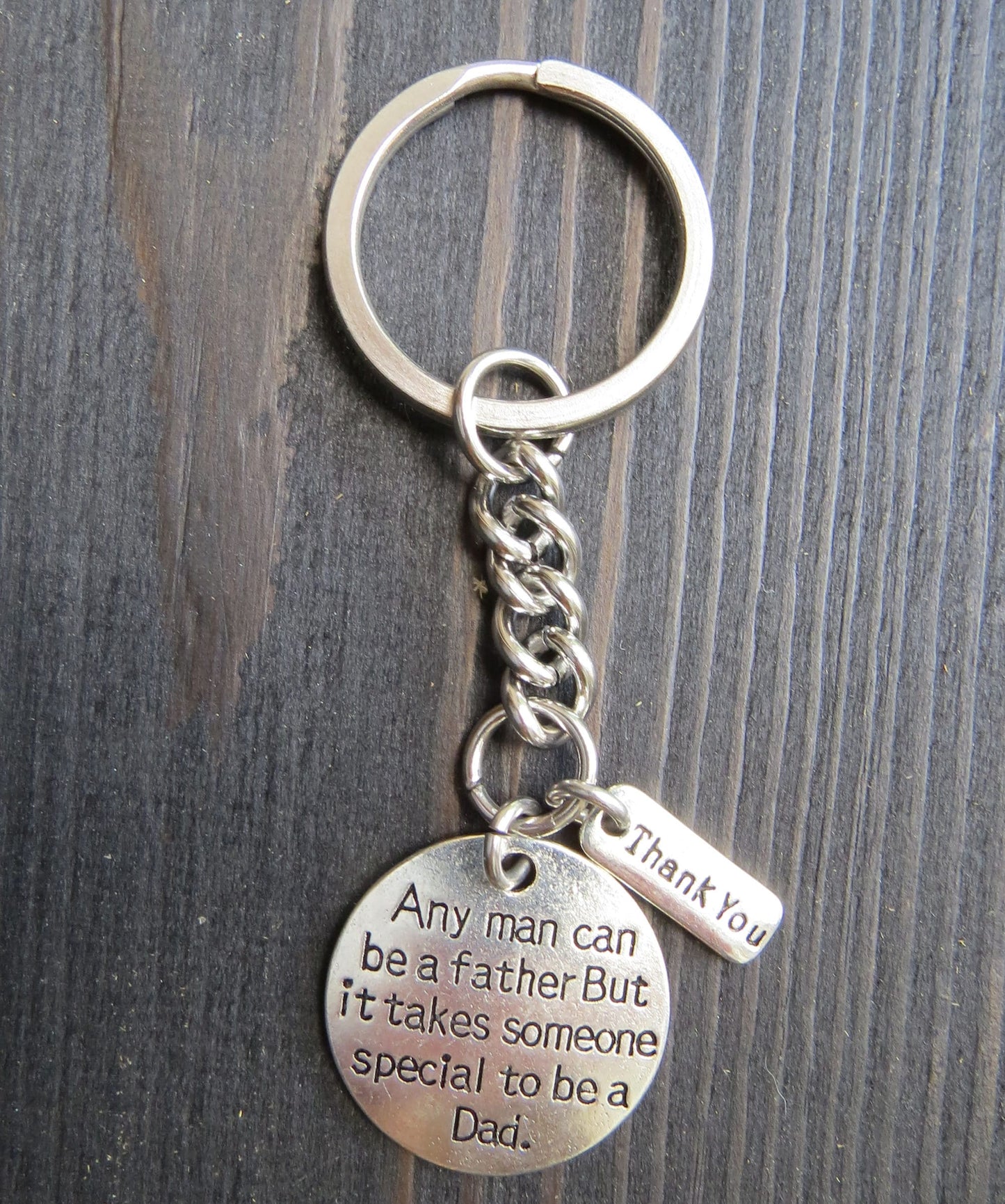 For Dad Keychain Silver Stainless Steel Keychain Key Ring Gift ( Any Man Can be a Father, But it Takes Someone Special to be a Dad )