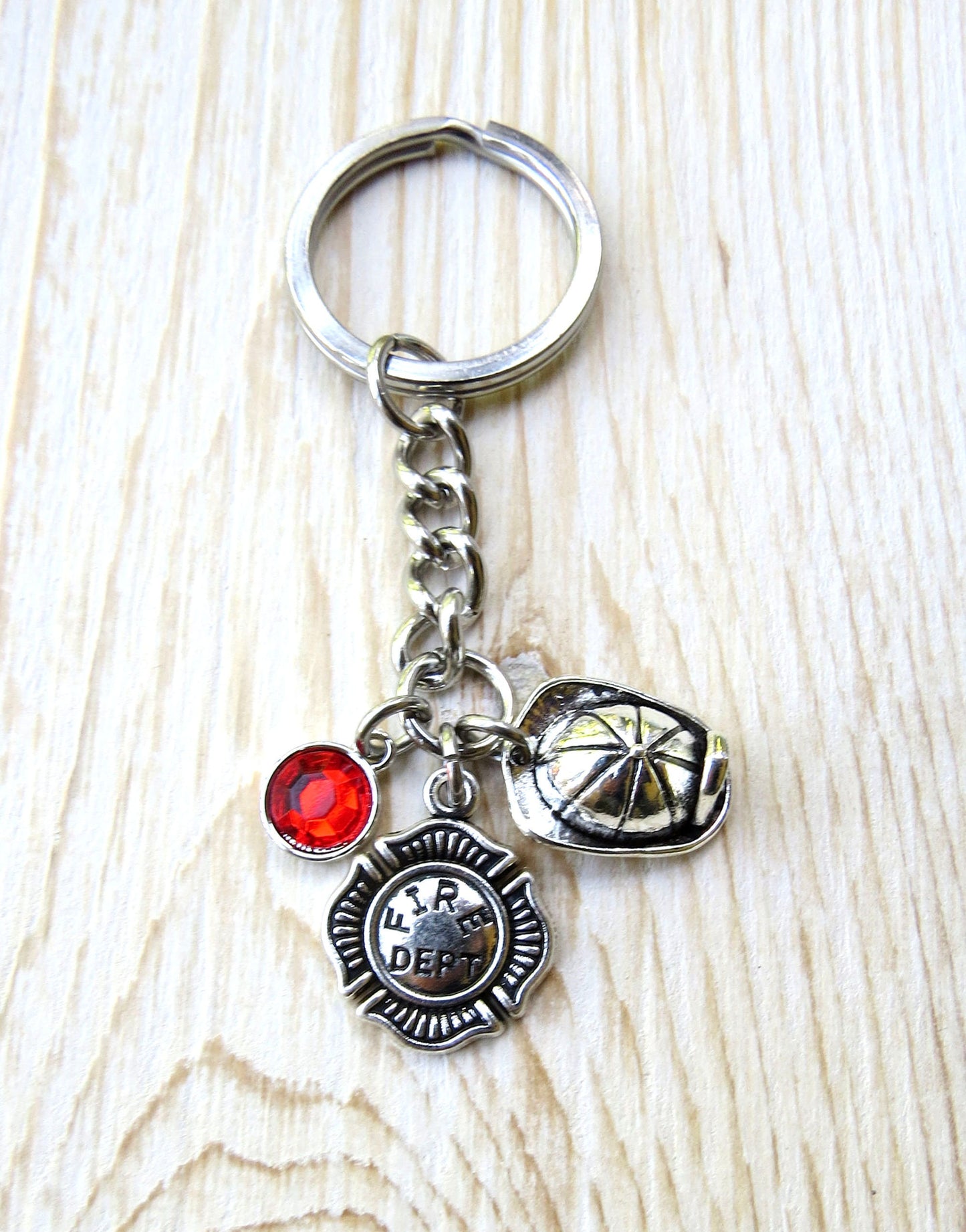 Firefighter Helmet Fireman Shield Keychain, Fireman Academy Stainless Steel Keychain or Firefighter Key Ring with Swivel Clasp Zipper Pull