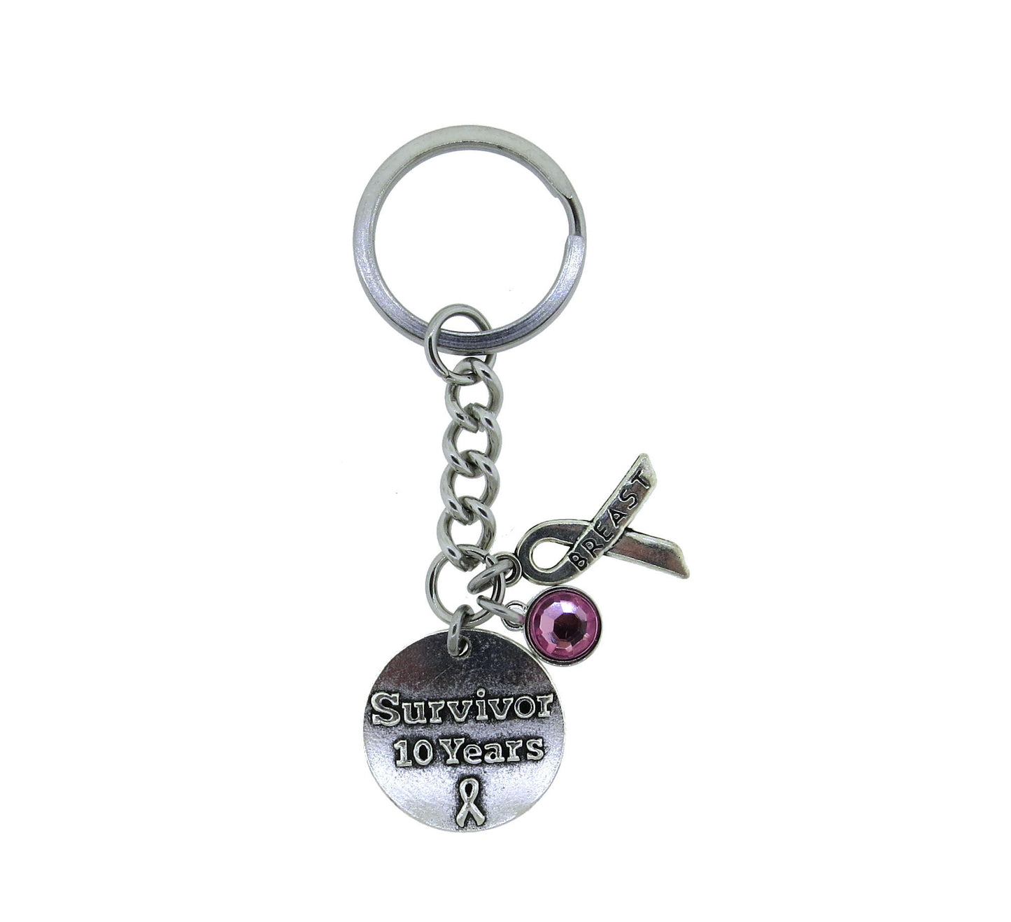 Breast Cancer 10 Year Survivor Stainless Steel Keychain Breast Cancer Awareness Month Cancer Survivor Gifts