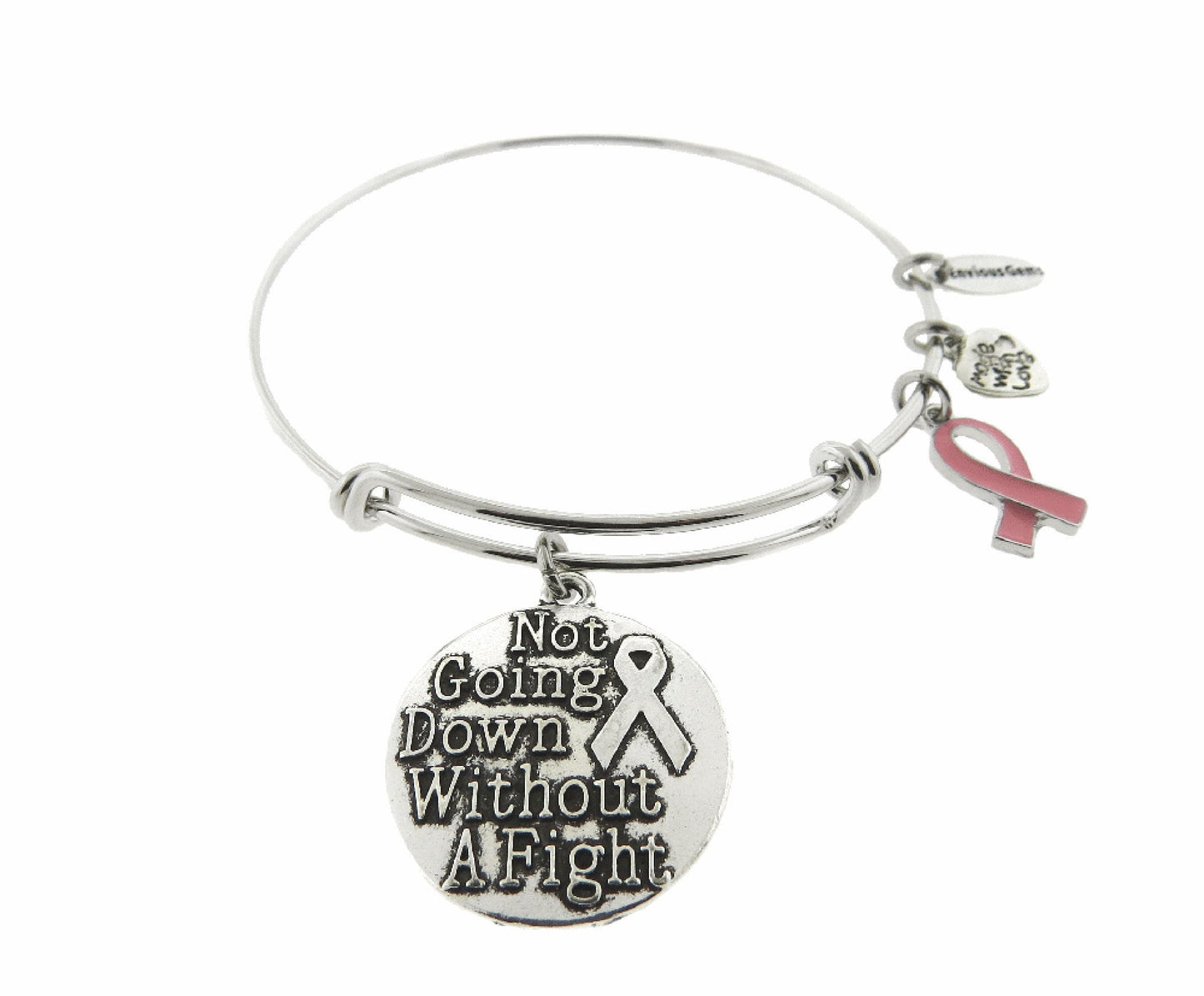 Breast Cancer Pink Ribbon Not Going Down Without a Fight Breast Cancer Awareness Gifts Adjustable Stainless Steel Bracelet