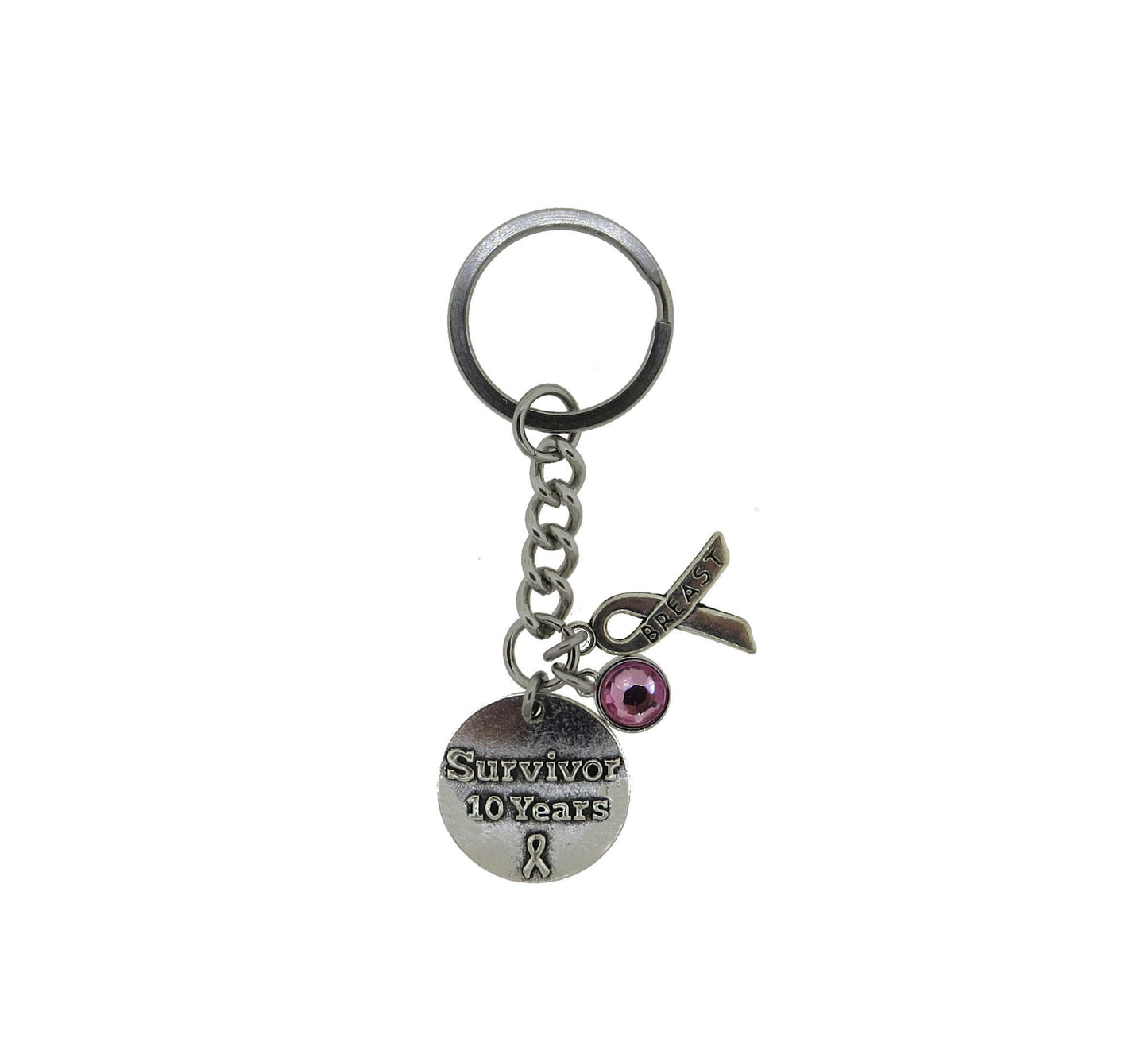 Breast Cancer 10 Year Survivor Stainless Steel Keychain Breast Cancer Awareness Month Cancer Survivor Gifts