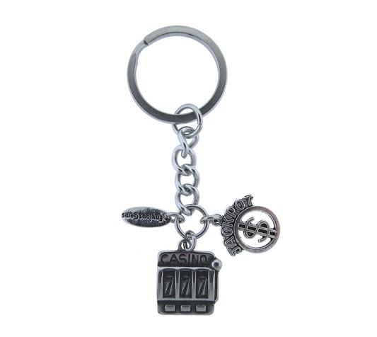 Casino Slot Machine Jackpot Money Stainless Steel Keychain Lucky Slot Machine Winner Keyring