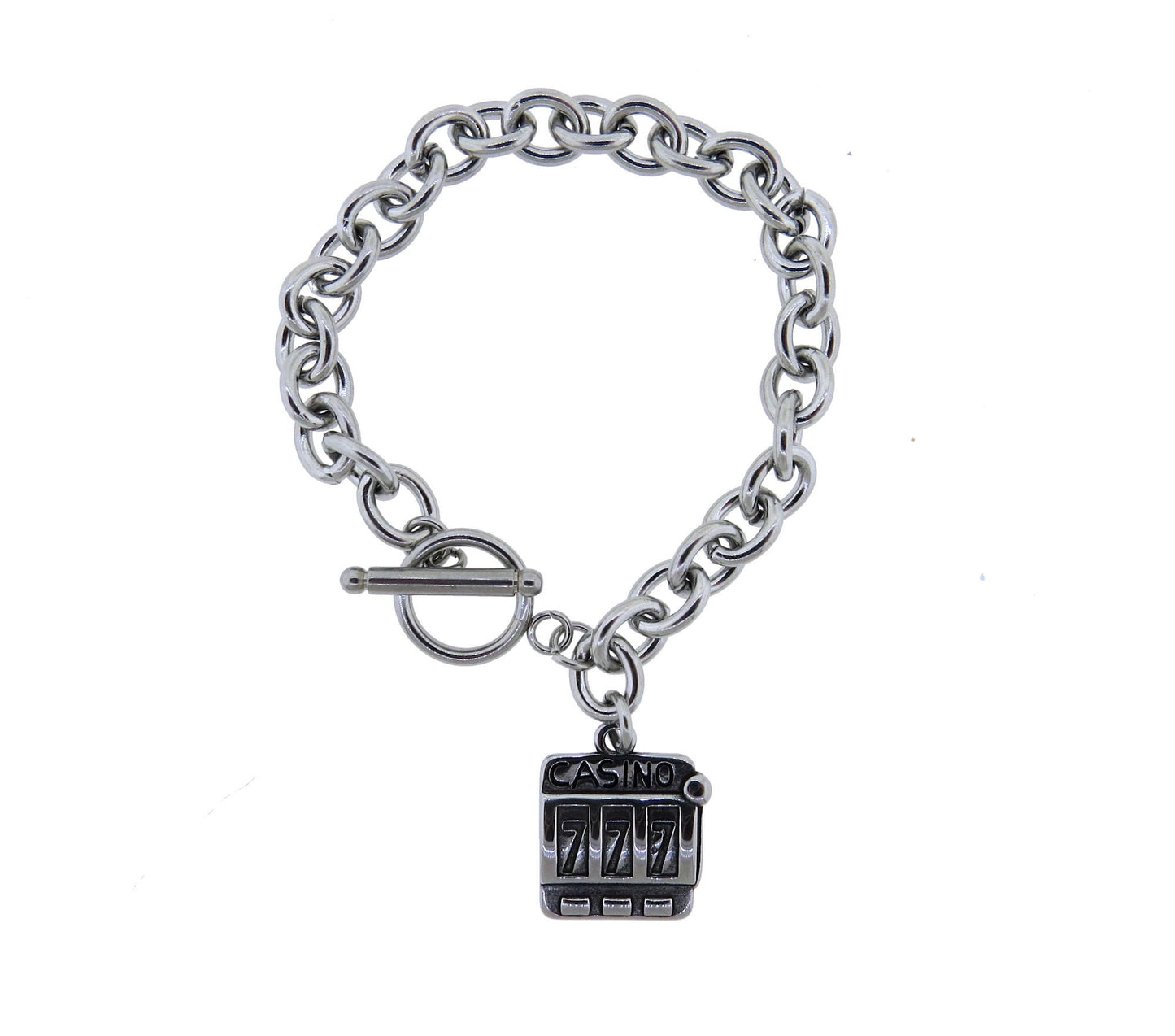 Women's Casino Slot Machine Charm Stainless Steel Toggle Bracelet Lucky Slot Machine Charm Bracelet Gift