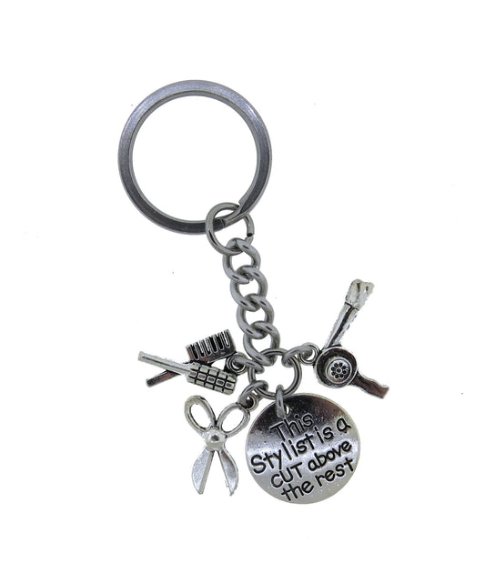 Hairdresser Keychain Gifts " This Stylist is a Cut Above the Rest " Stainless Steel Keychain Hair Stylist Key Chain