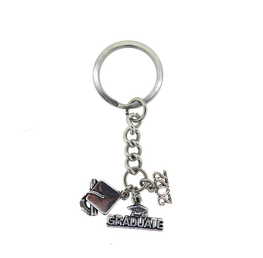 2022 Graduation Silver Stainless Steel Keychain Congratulations Gift for Him / Her 2022 School Graduate Key Ring Gift