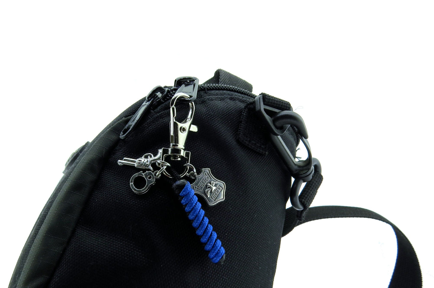 Police Department Badge POLICE Officer Law enforcement Thin Blue Line Paracord Swivel Clasp Zipper Pull Gift