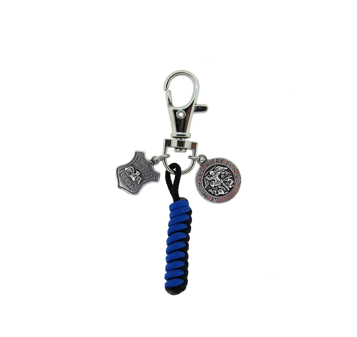 ST. Michael's Police Badge POLICE Officer Paracord Thin Blue Line Swivel Clasp Zipper Pull Gift