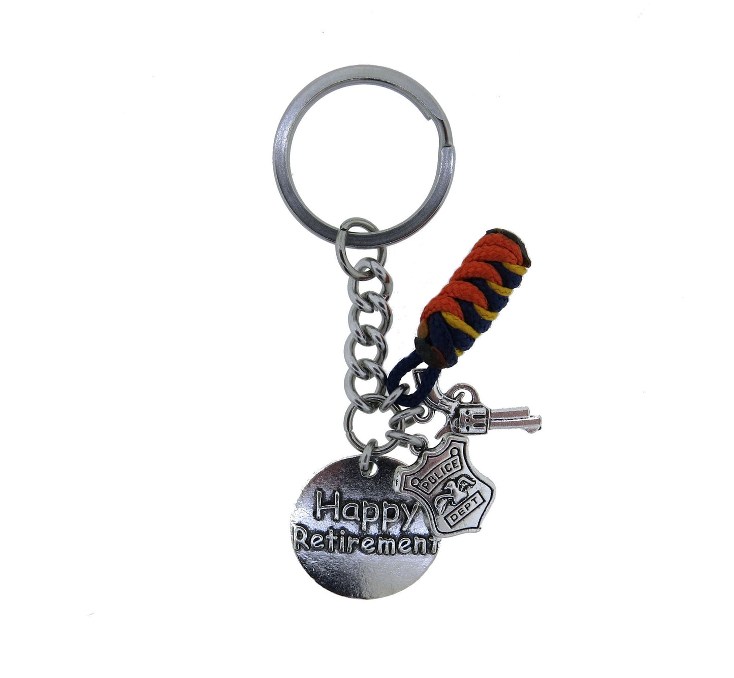 Police Officer Happy Retirement Keychain, Nassau County Police Department Stainless Steel Keychain Police shield Gun Key Ring Gift