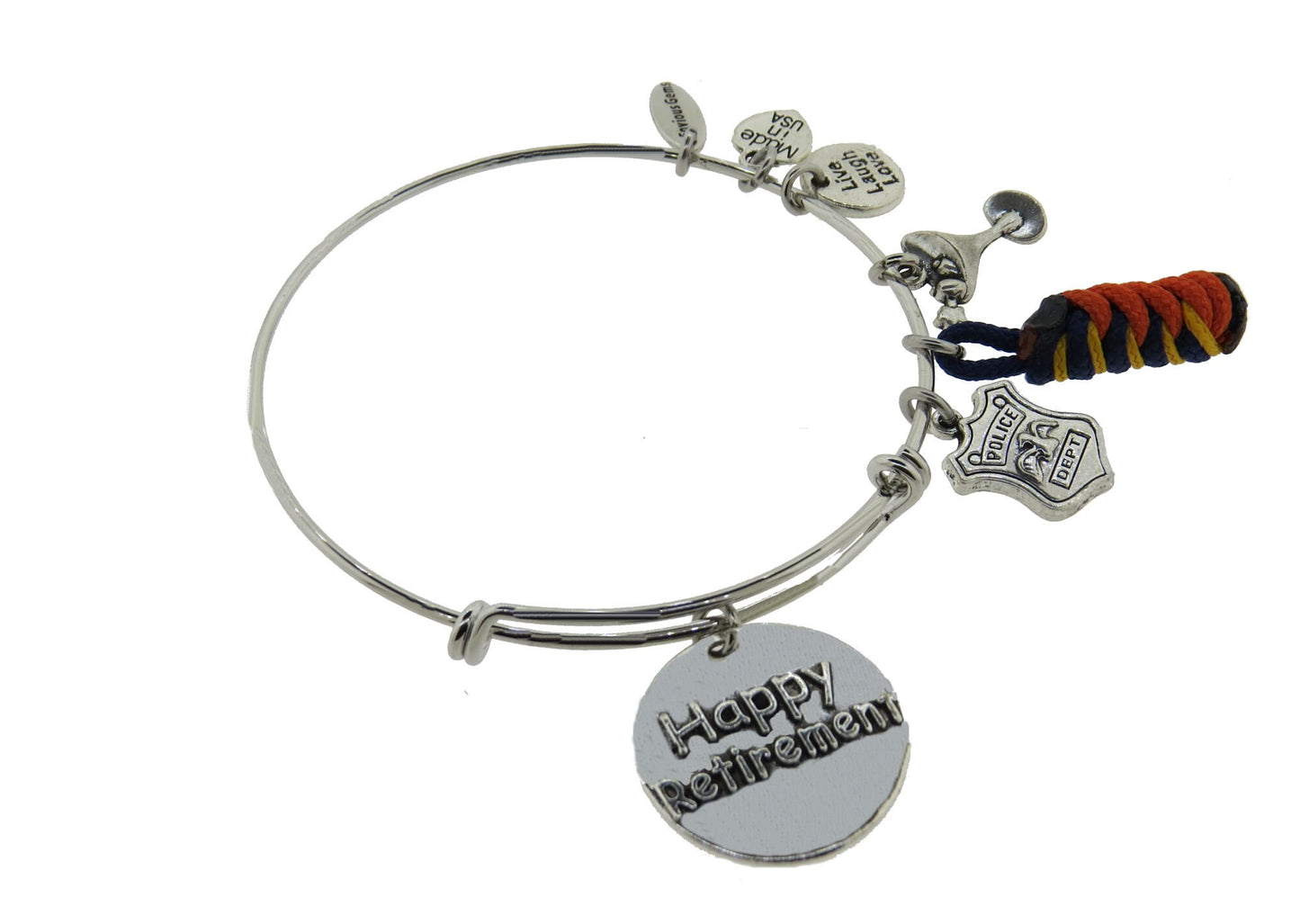 Police Officer Happy Retirement Nassau County Stainless Steel Bracelet, Nassau County Police Department Police shield Gun Cop Gift