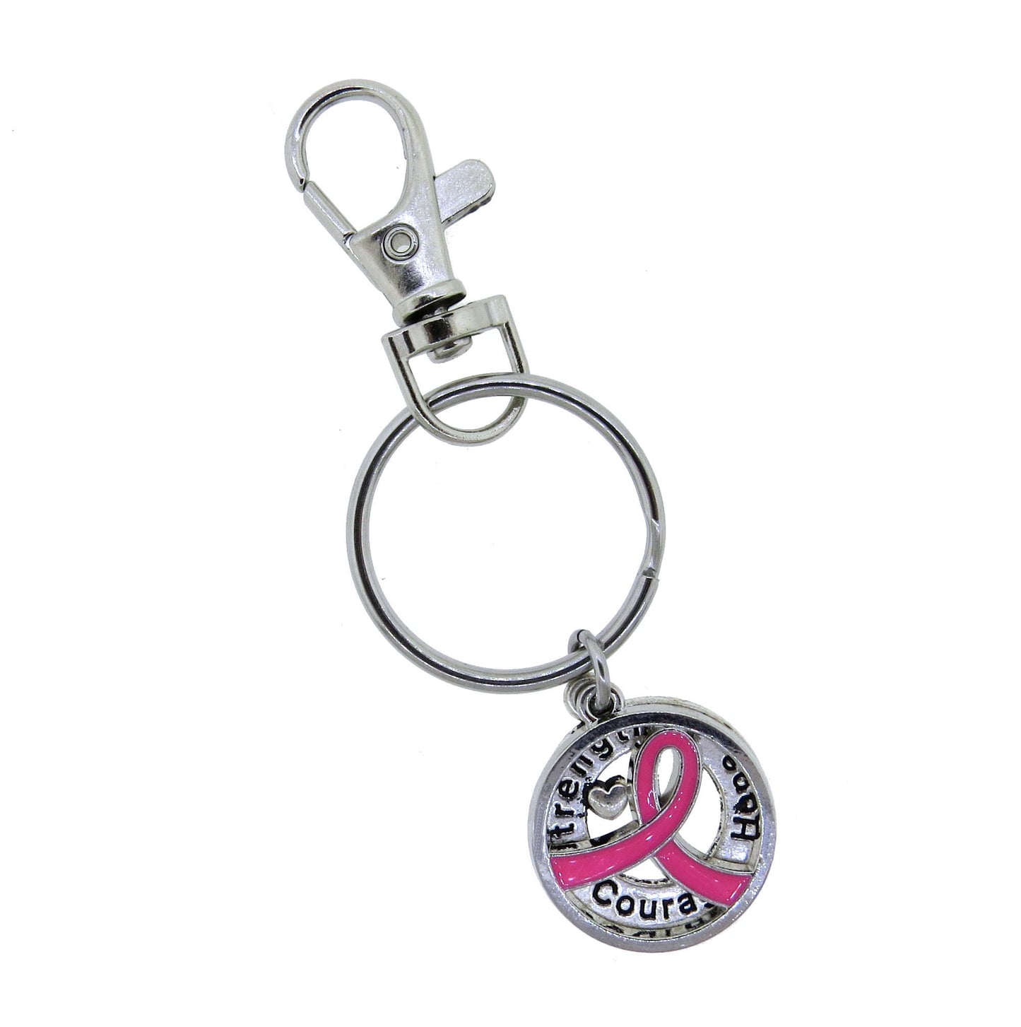 Breast Cancer Awareness Hope Strength Courage Pink Ribbon Stainless Steel Keychain Breast Cancer Awareness Month Cancer Survivor Gifts