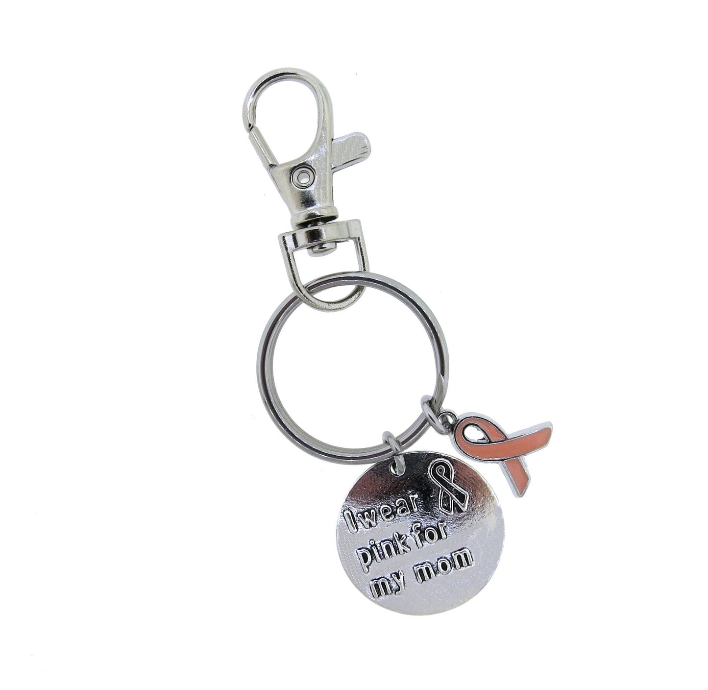 Breast Cancer Awareness I Wear Pink for My Mom Stainless Steel Key Chain Breast Cancer Month, Breast Cancer Keychain Gifts