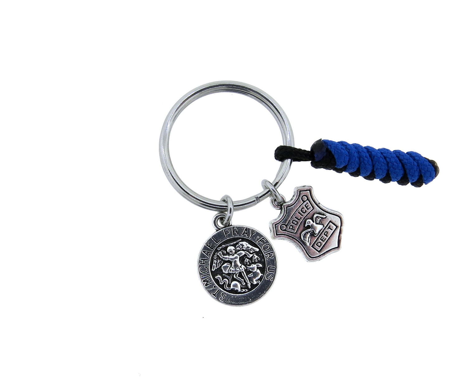 ST. Michael's POLICE Officer Key ring, or Saint Michael for Nasau County Police Stainless Steel Keychain Key Ring Gift (choose one, or Both)