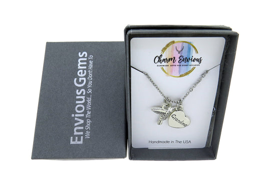 Grandma Hummingbird Pendant Necklace Grandma Jewelry on a Stainless-Steel Cable Chain Hope and Luck Hummingbird Necklace Gift