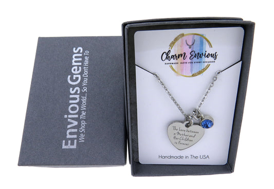 The Love between a mother and Her Children is Forever Stainless-Steel Charm Pendant on a Stainless-Steel Chain * Choose Child Birthstone