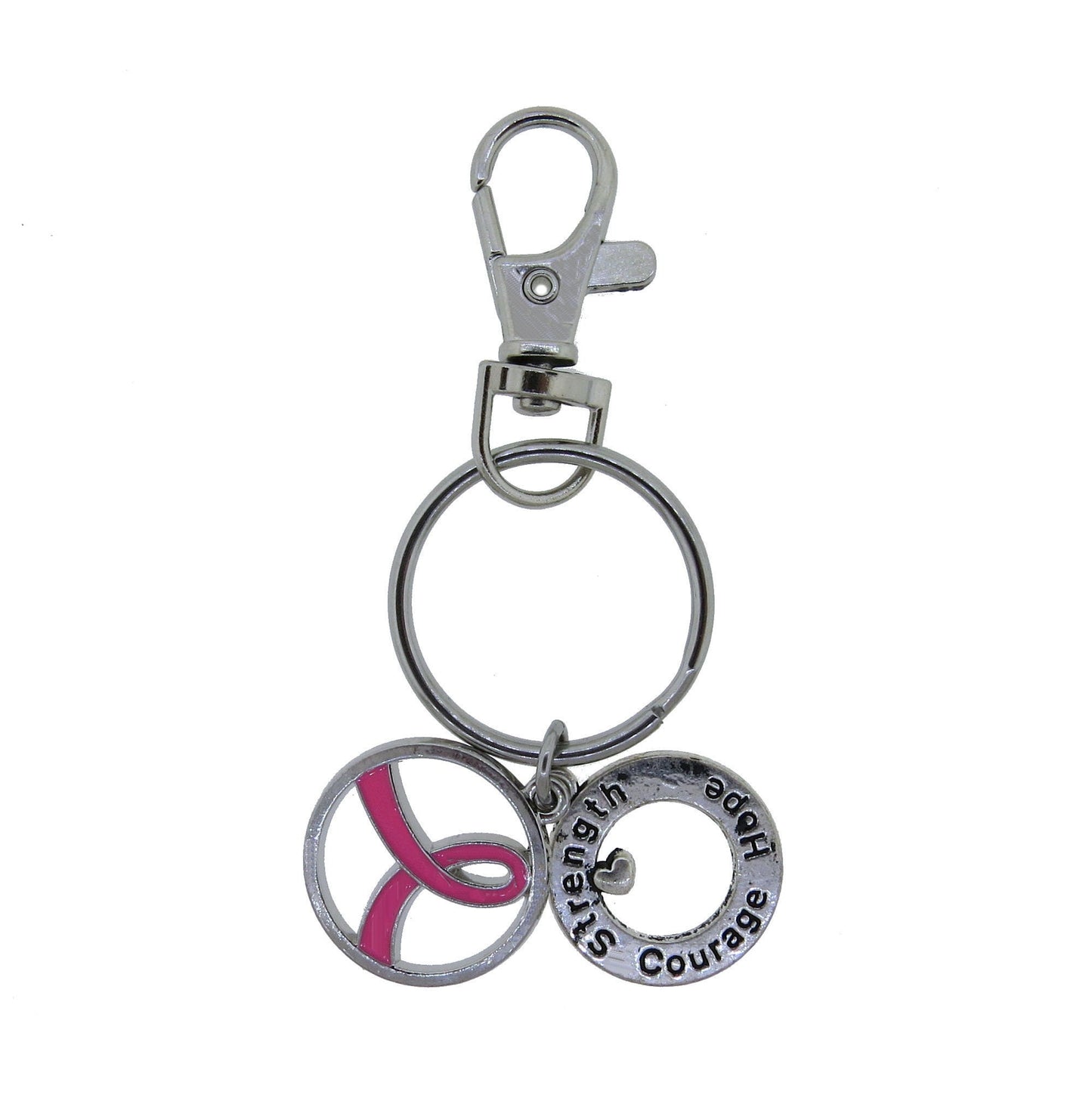 Breast Cancer Awareness Hope Strength Courage Pink Ribbon Stainless Steel Keychain Breast Cancer Awareness Month Cancer Survivor Gifts