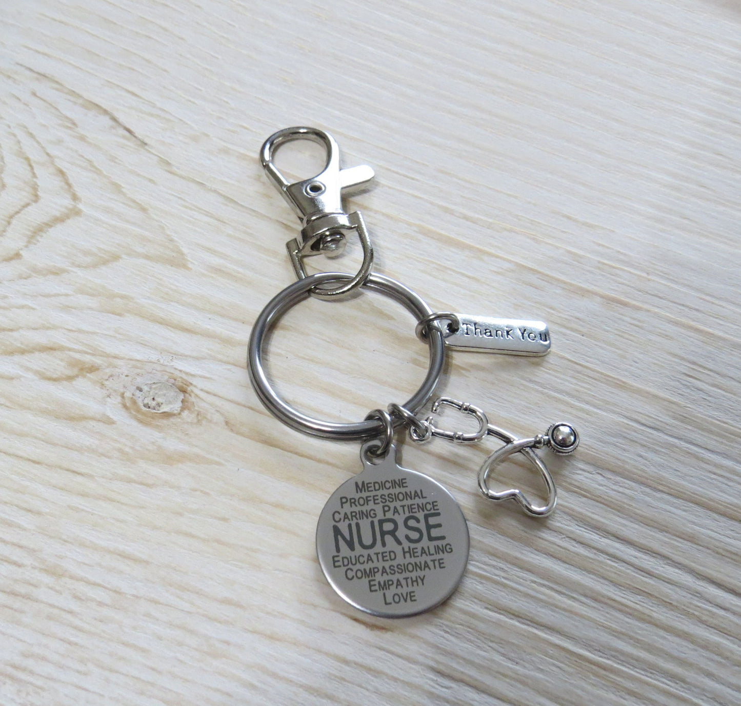 Nurse Stainless Steel Keychain, what is a Nurse, they are a professional, caring, educated and Compassionate Person, a Nurse Keyring Gift