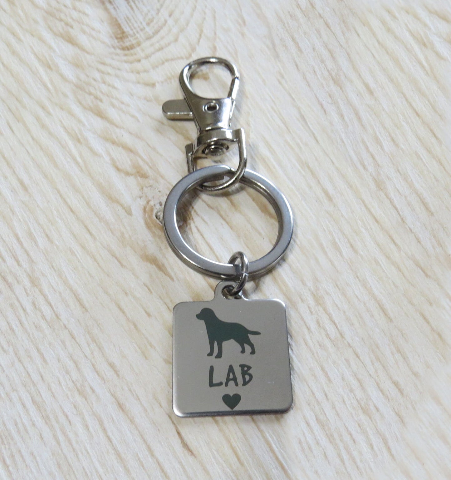 I Love My Lab Dog Stainless Steel Keychain, Laser Engraved Stainless Steel Lab Dog Breed Charm Keychain, Labrador Retriever Keyring Gift