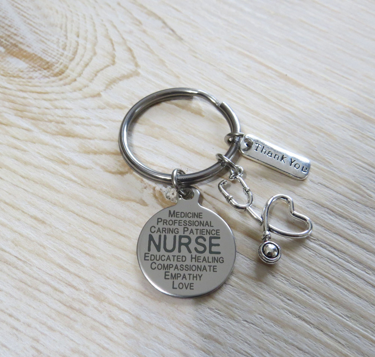 Nurse Stainless Steel Keychain, what is a Nurse, they are a professional, caring, educated and Compassionate Person, a Nurse Keyring Gift