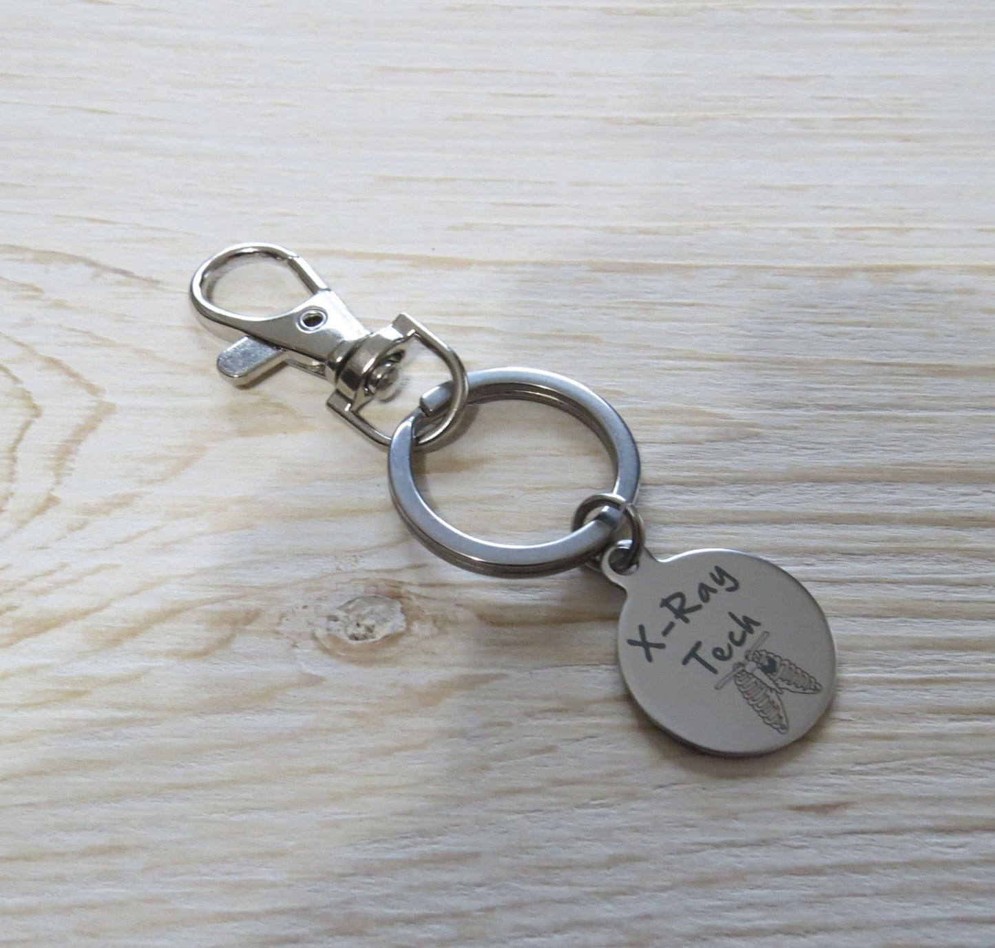 X-ray technician Stainless Steel Keychain, Laser Engraved Stainless Steel X-ray Tech Charm Keychain, Radiologic technicians Keyring Gift