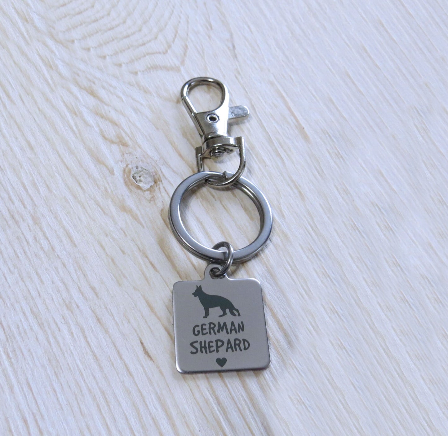 I Love My German Shepherd Stainless Steel Keychain, Laser Engraved Stainless Steel Charm Keychain, German shepherd Keyring Gift