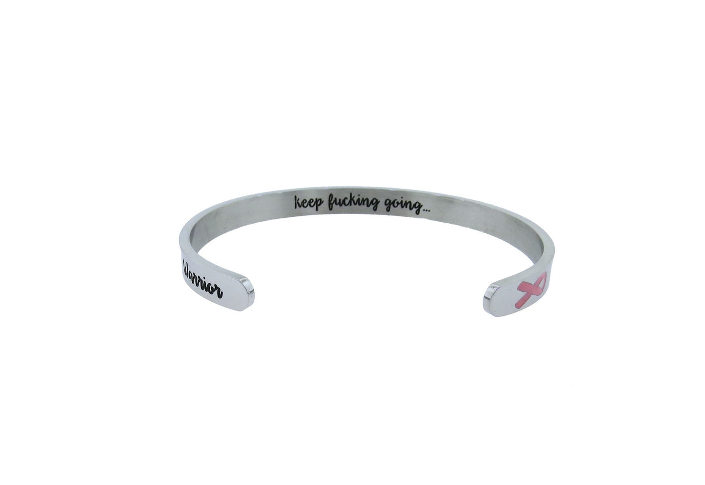 Breast Cancer Warrior Bracelet "Keep Fucking Going" Bracelet Stainless Steel Inspirational Motivational Cancer Bracelet