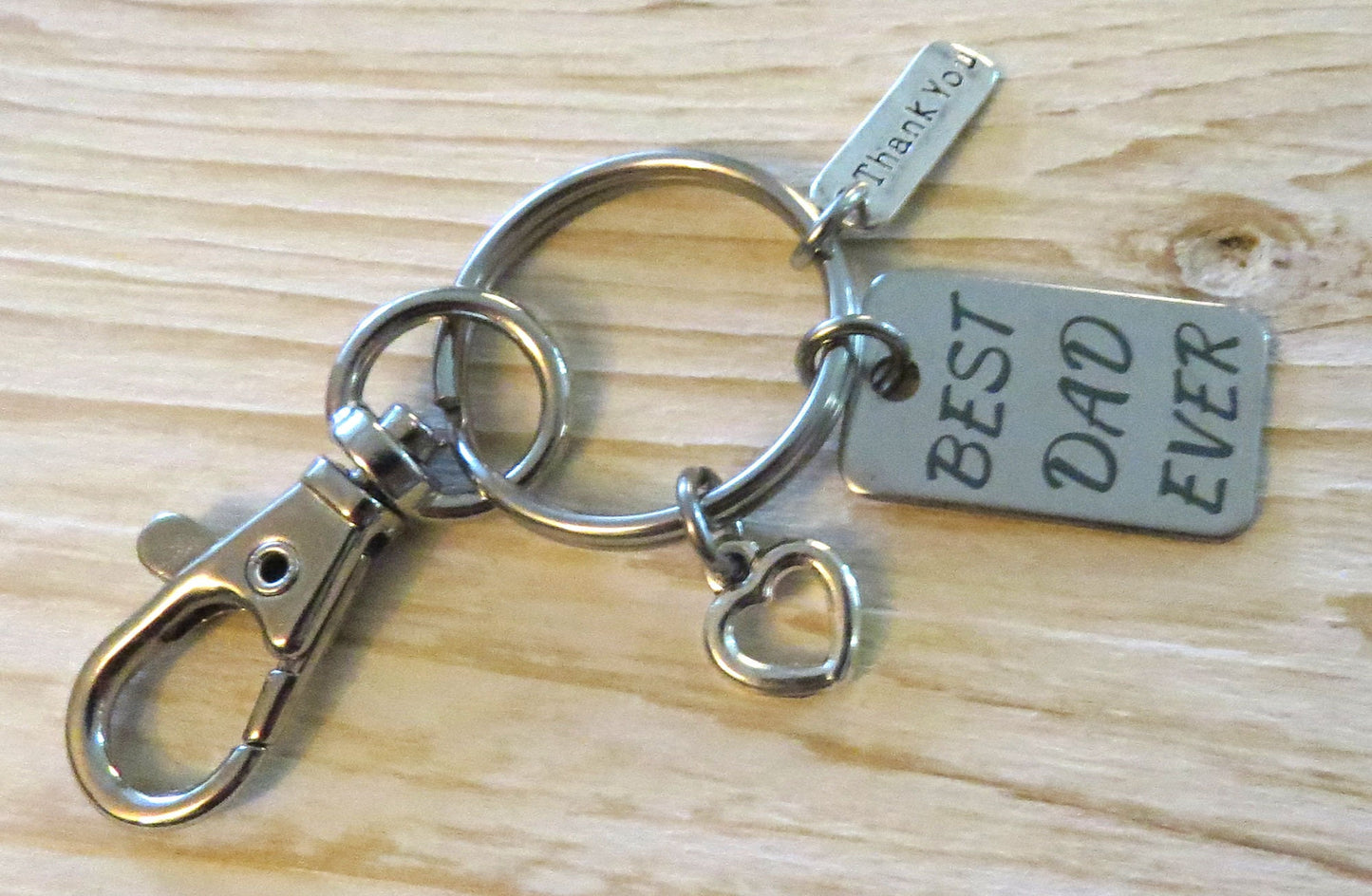 Best Dad Ever Father's Day Keychain Silver Stainless Steel Keychain I Love You Dad Key Ring Love My Dad Gift