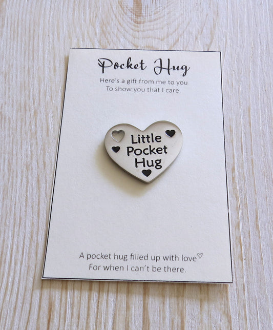 Little Pocket Hug Heart Token Stainless Steel Pocket Hug for Long Distance Friendship Relationship Thinking of You Gift Just Because Gift