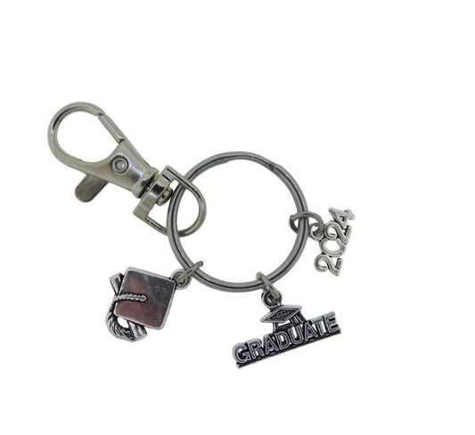 2024 Graduation Stainless Steel Keychain 2024 Graduate Key Ring Class of 2024 Gift